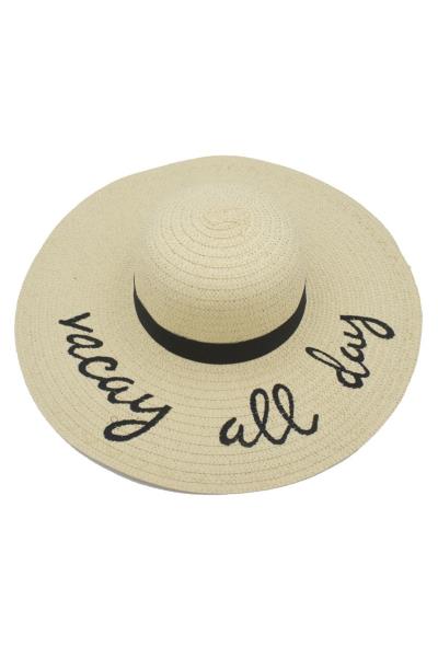VACAY ALL DAY PAINTED WIDE BRIM FLOPPY HAT