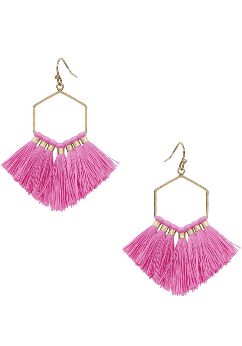 HEXAGON TASSEL EARRINGS