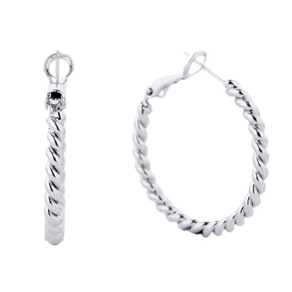 30MM 14K GOLD DIPPED METAL OMEGA CLOSURE TEXTURED HOOP