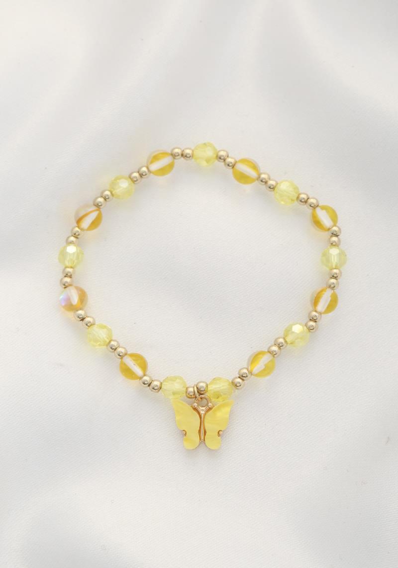 BUTTERFLY CHARM BEADED BRACELET