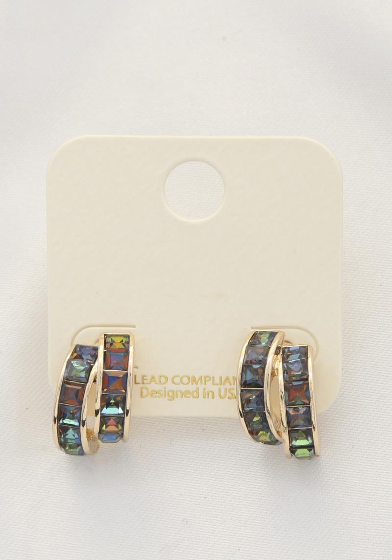 CRYSTAL METAL EARRING
