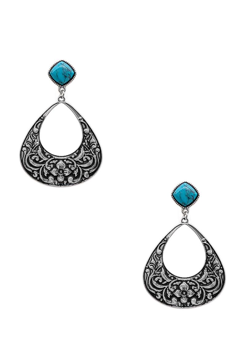 PATTERNED CASTING W/TQ EARRING