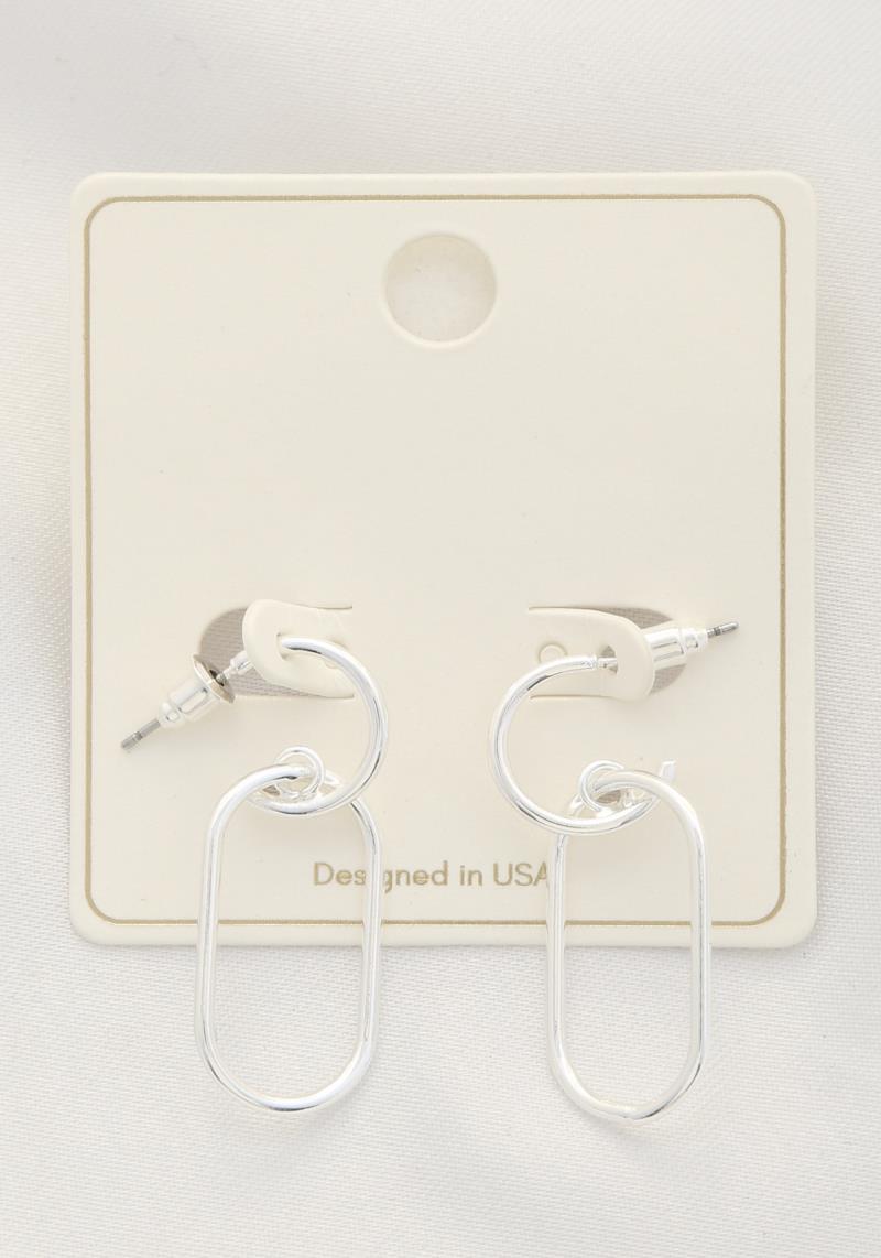 CIRCLE LONG OVAL METAL EARRING
