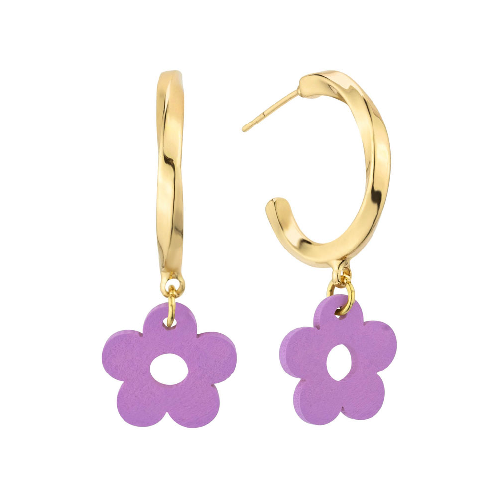 FLOWER TWISTED OPEN HOOP EARRING
