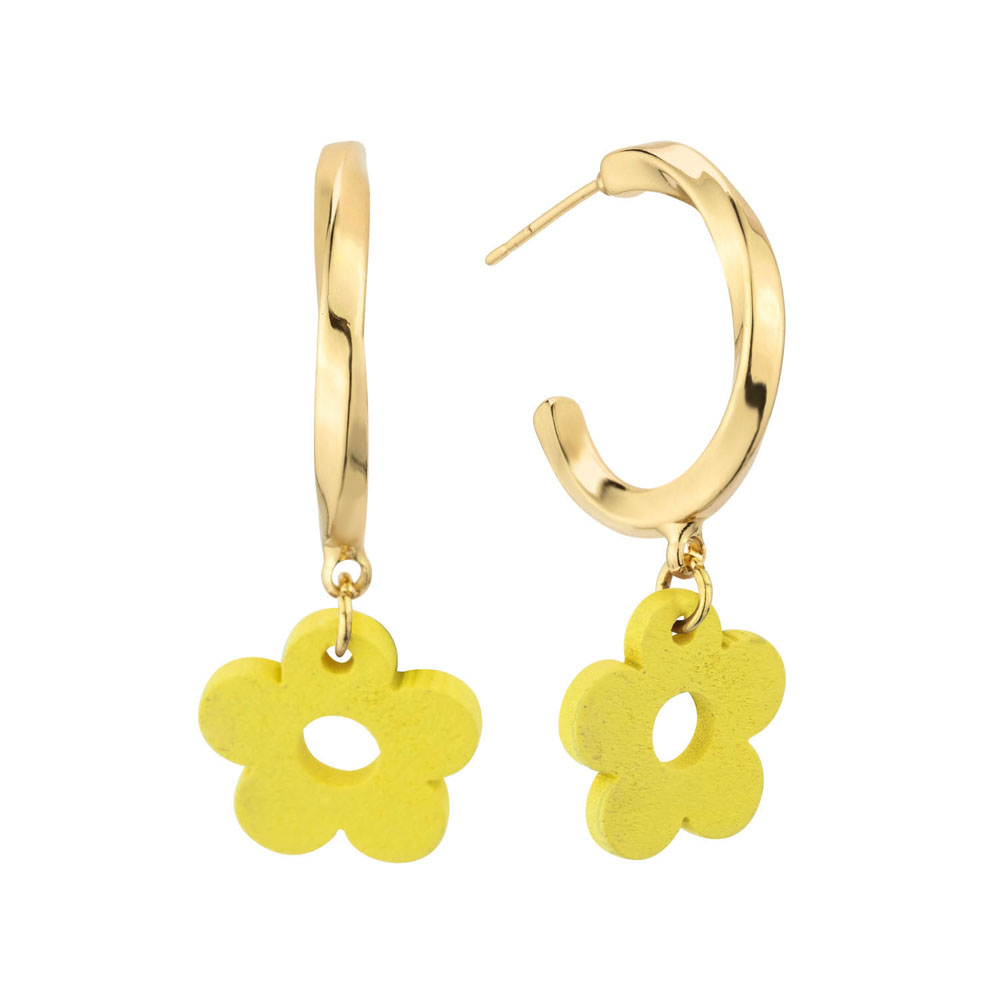 FLOWER TWISTED OPEN HOOP EARRING