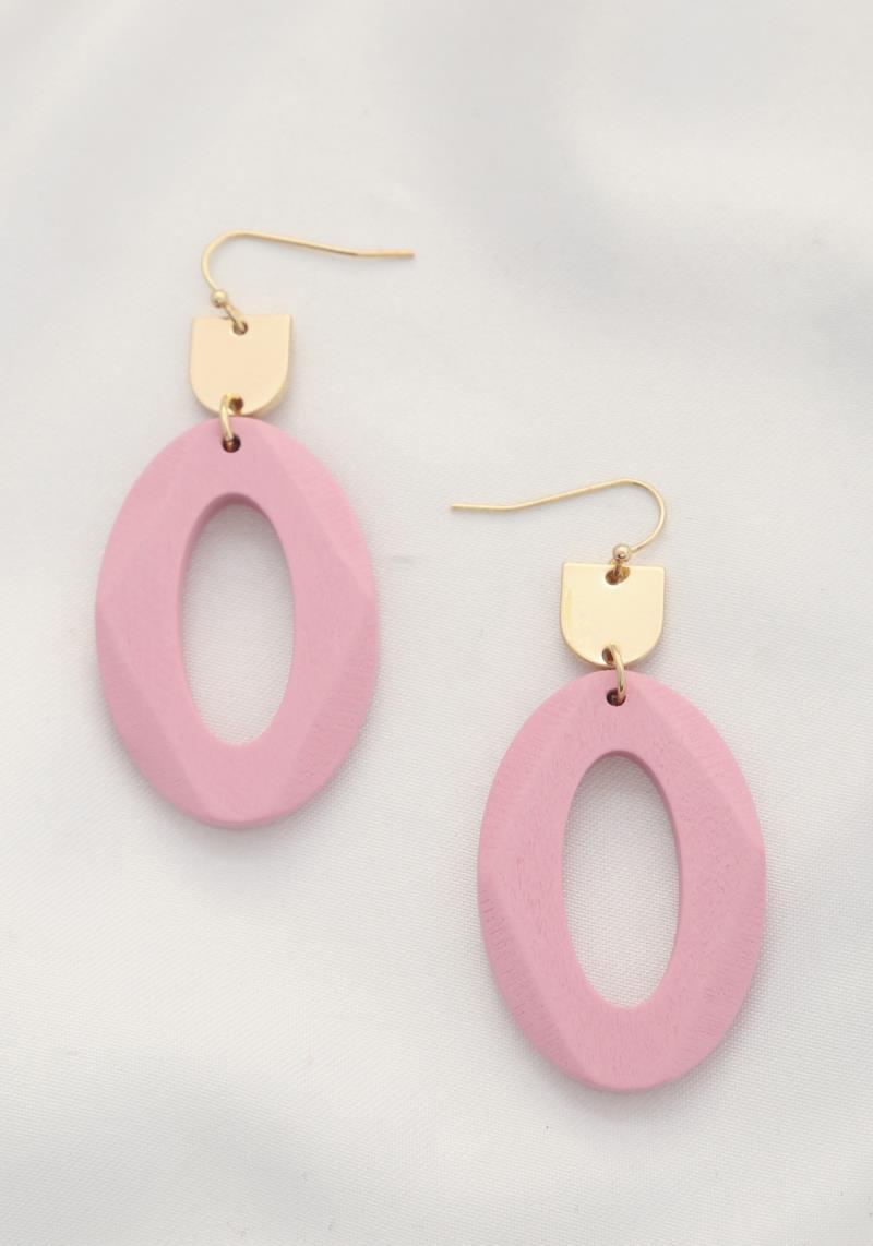 OVAL METAL DANGLE EARRING