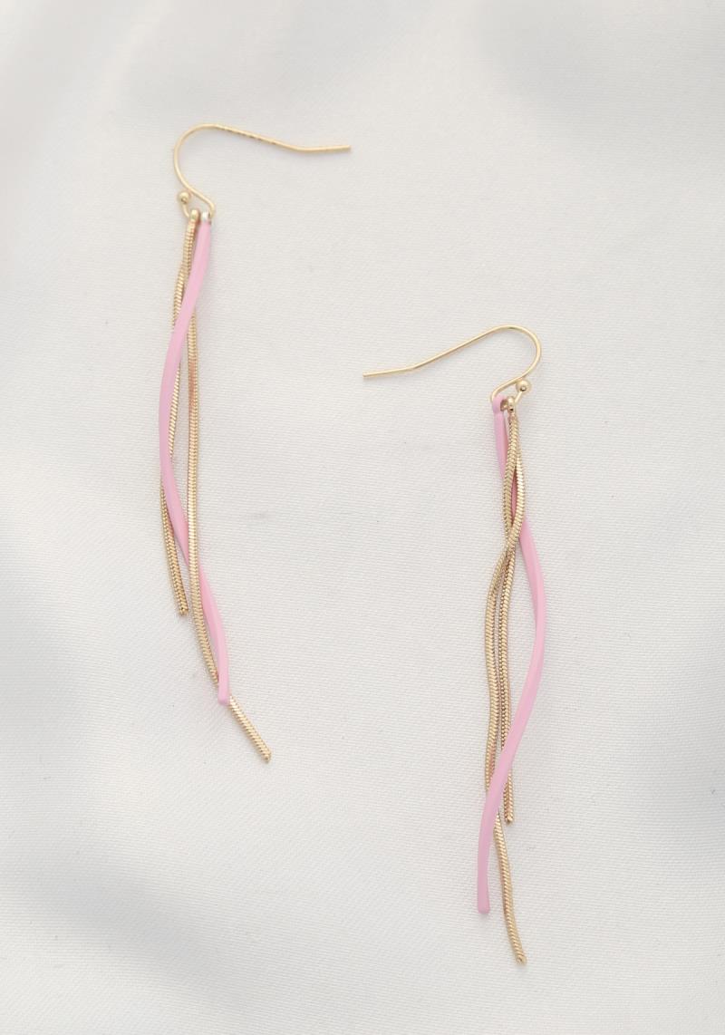 CURVE METAL BAR CHAIN DANGLE EARRING