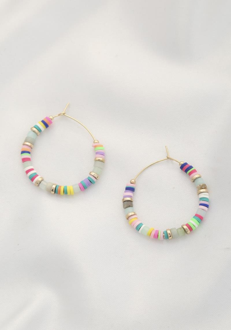 RUBBER DISC BEAD HOOP EARRING