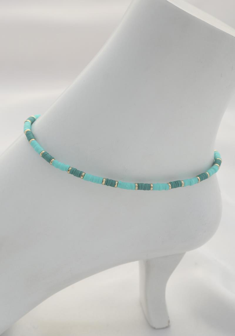 RUBBER BEAD METAL DISC ANKLET