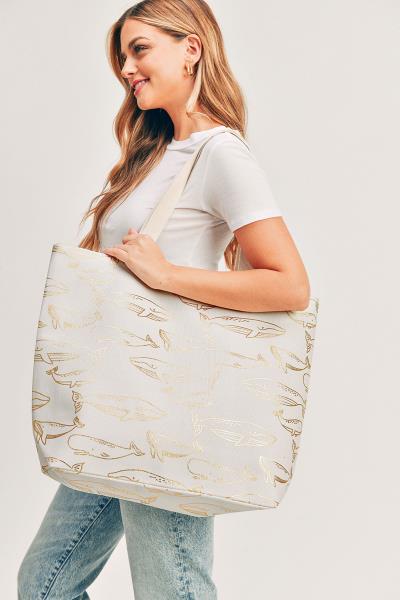 FASHION WHALE SUMMER BEACH TOTE BAG