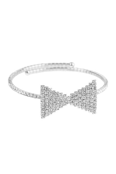 RHINESTONE BOW TIE MEMORY WIRE BRACELET