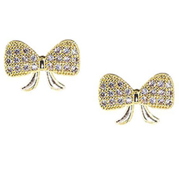 FASHION CUBIC ZIRCONIA BOW CASTING EARRING