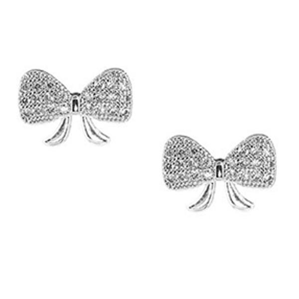 FASHION CUBIC ZIRCONIA BOW CASTING EARRING