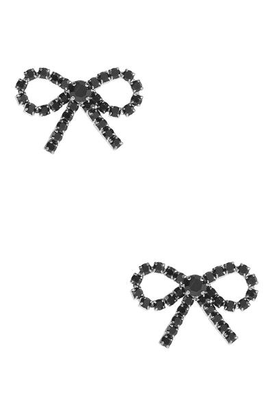 RHINESTONE BOW STUD EARRING