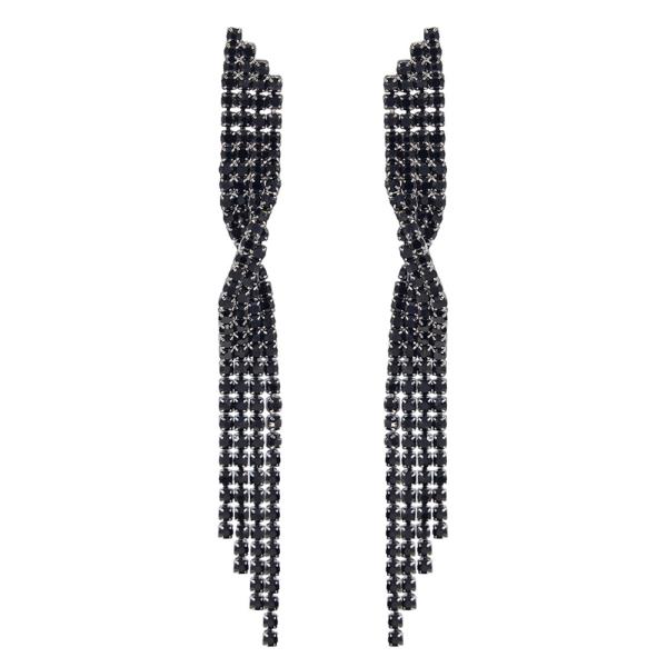 RHINESTONE TWISTED TASSEL POST EARRING