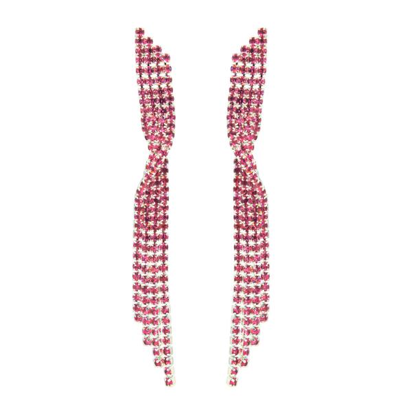 RHINESTONE TWISTED TASSEL POST EARRING