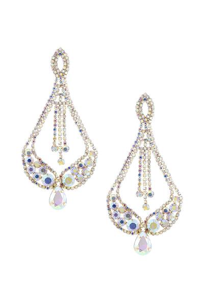 RHINESTONE CHANDELIER DROP POST EARRING