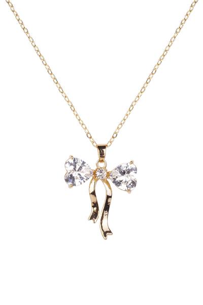FASHION CUBIC ZIRCONIA CASTING BOW NECKLACE