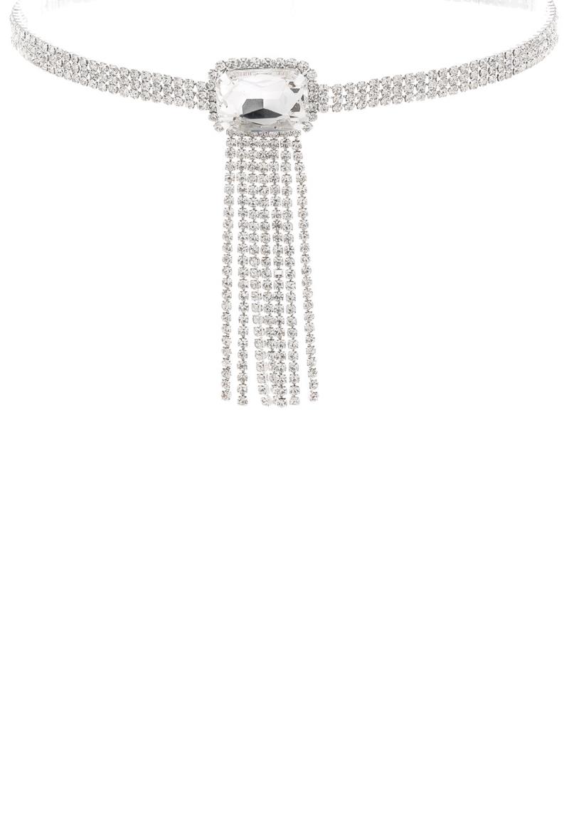 RHINESTONE RADIANT TASSEL CHOKER NECKLACE