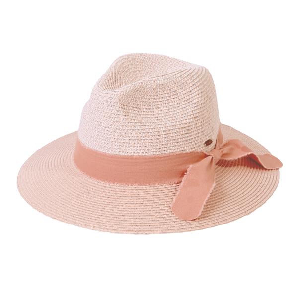 CC PANAMA HAT WITH FRAYED BOW TRIM BAND