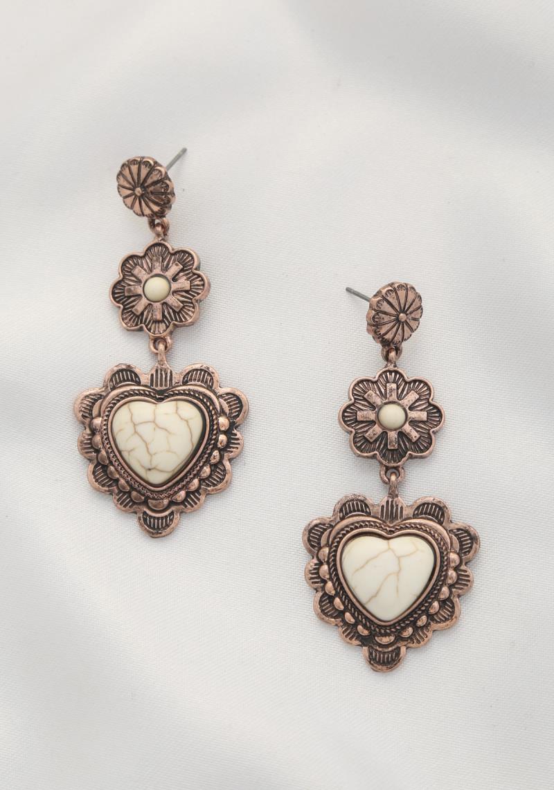 HEART METAL DANGLE EARRING