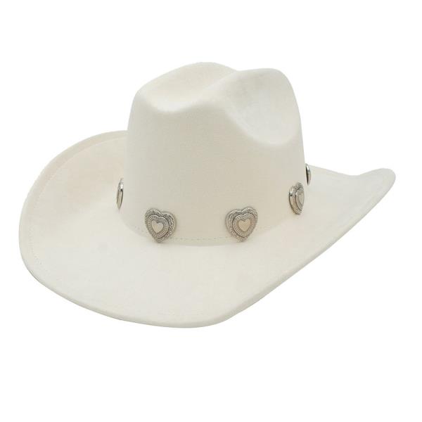 FASHION WESTERN HEART STUDDED FEDORA