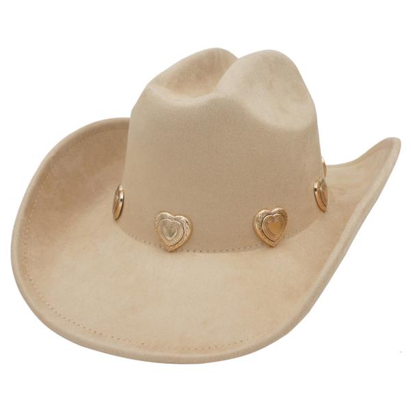 FASHION WESTERN HEART STUDDED FEDORA