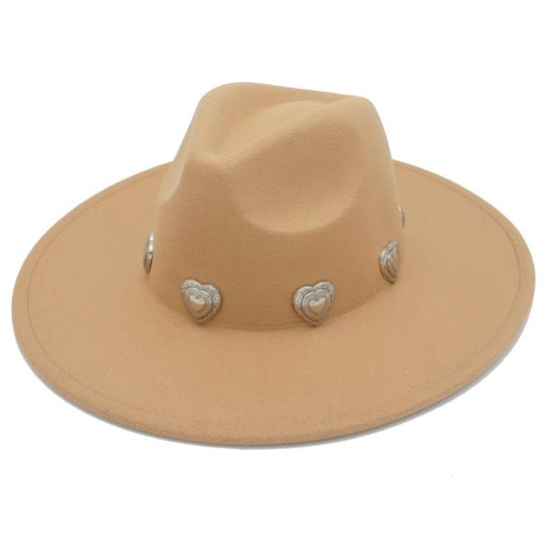 FASHION WESTERN HEART STUDDED FEDORA