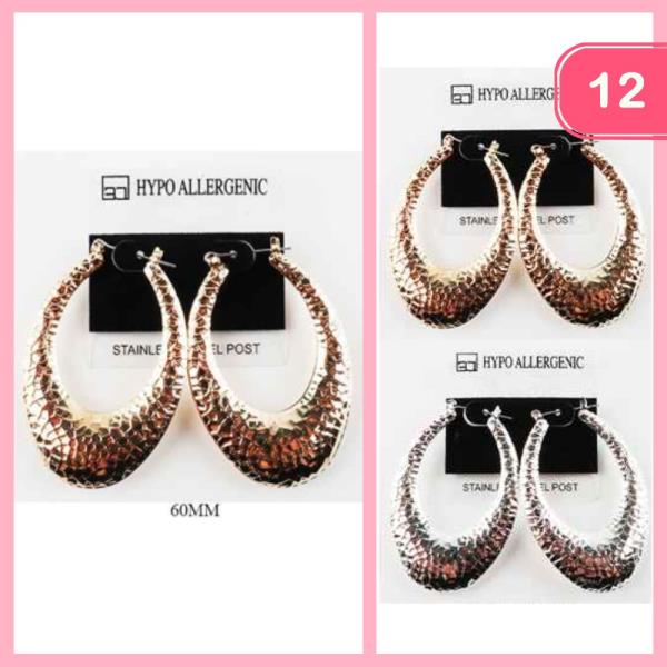 TEXTURE HOOP EARRING (12 UNITS)