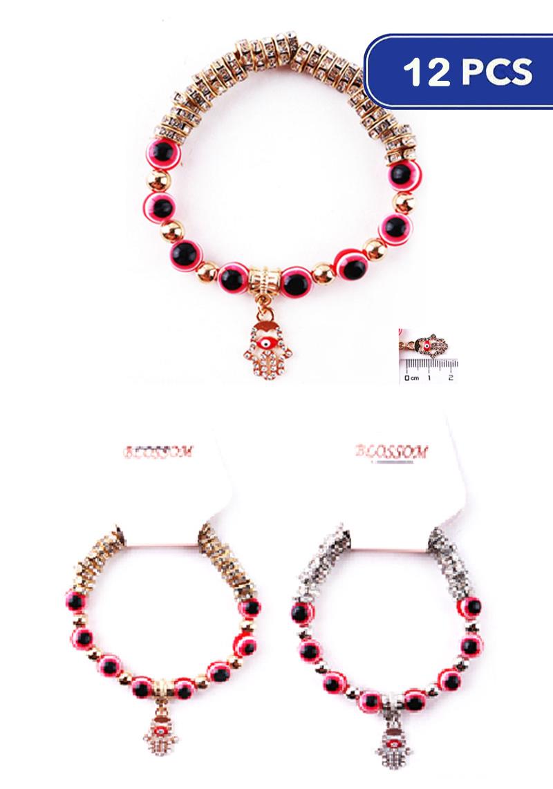 FASHION EVIL EYE BEAD BRACELET 12 UNITS