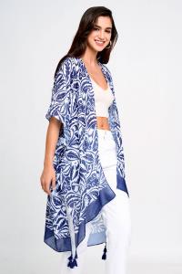 FLORAL PAISLEY BORDER PRINT KIMONO