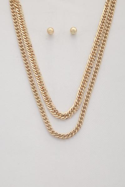 CIRCLE CURB LINK LAYERED NECKLACE