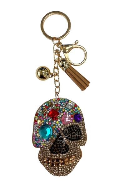 SEED BEAD SKULL KEYCHAIN WITH TASSEL