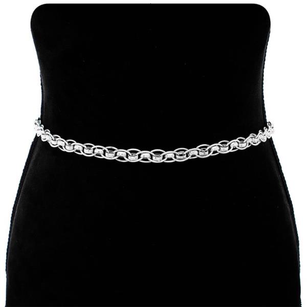 METAL LINK PATTERN CHAIN HOOK BELT