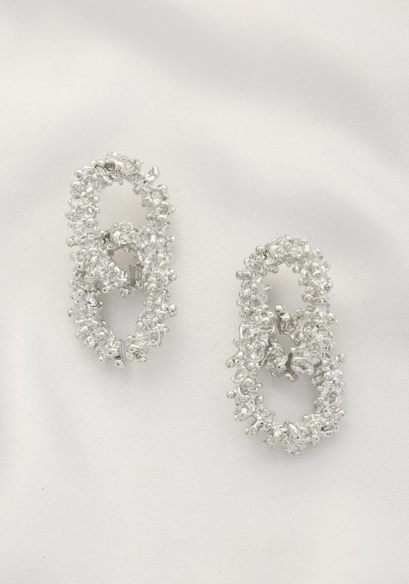 DOUBLE OVAL TEXTURED METAL EARRING