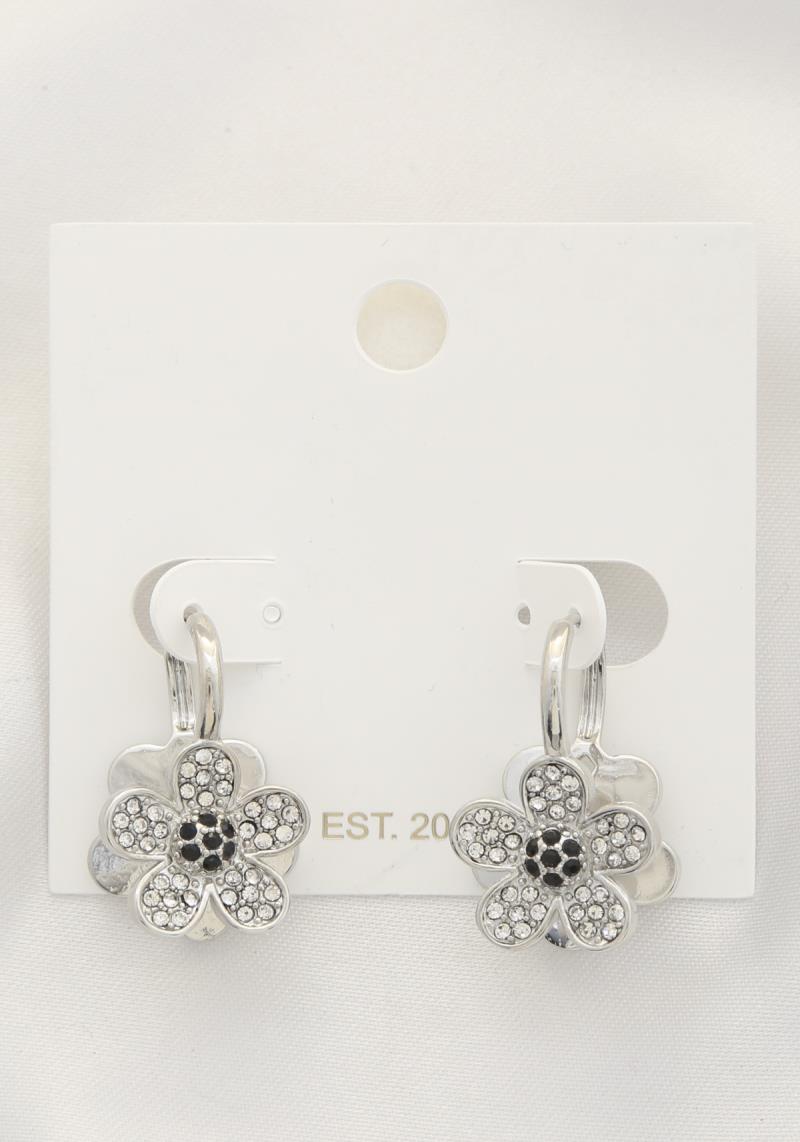 FLOWER RHINESTONE HUGGIE EARRING