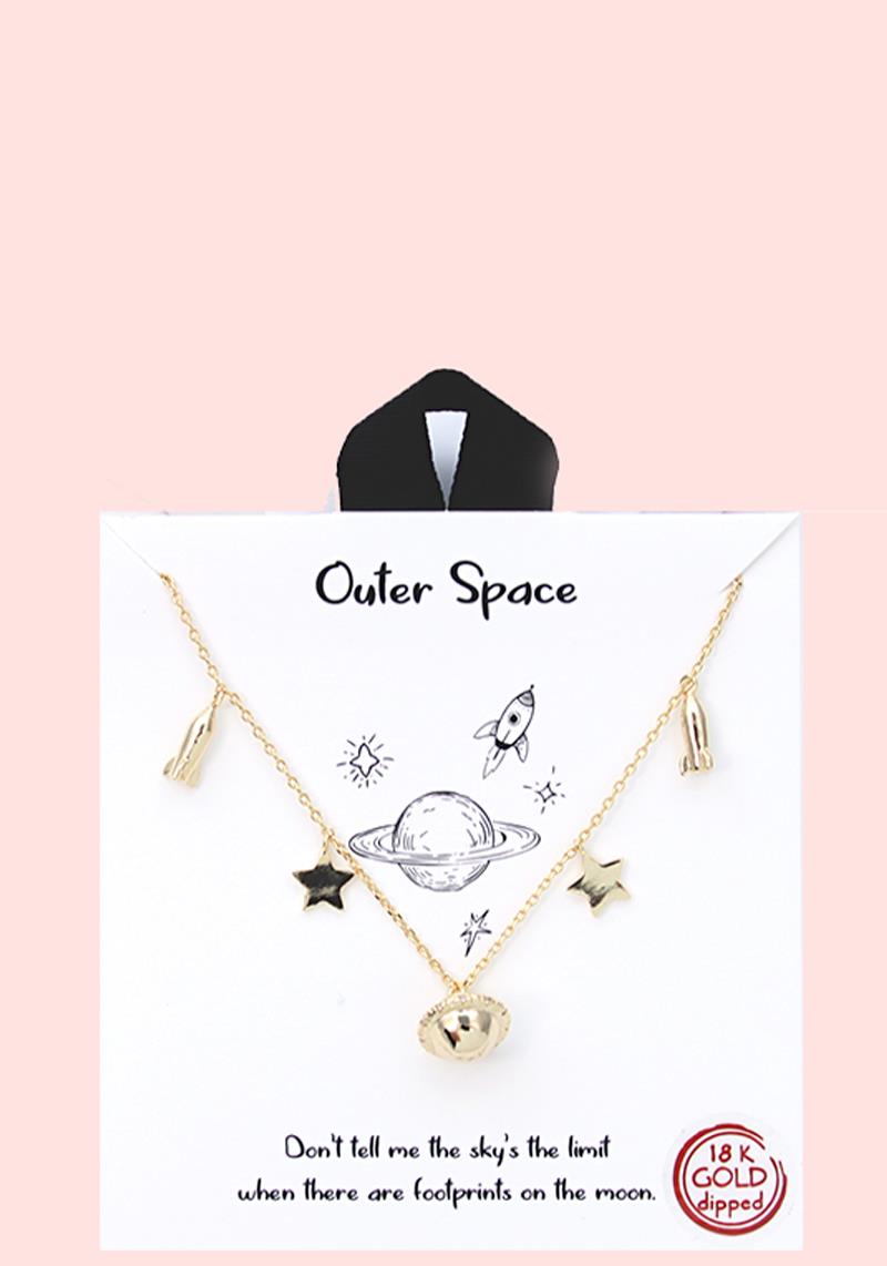 18K GOLD RHODIUM DIPPED OUTER SPACE NECKLACE