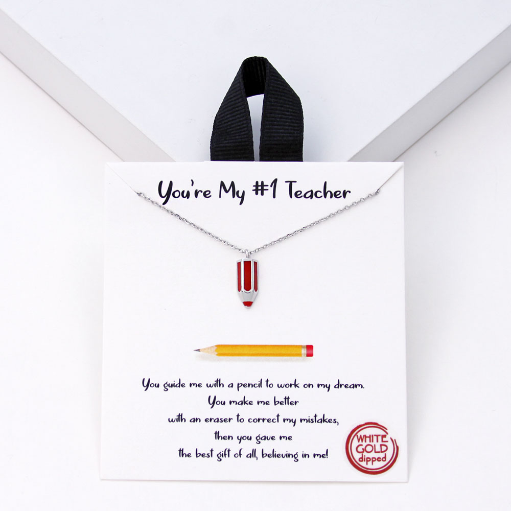 18K GOLD RHODIUM DIPPED YOU’RE MY 1 TEACHER NECKLACE
