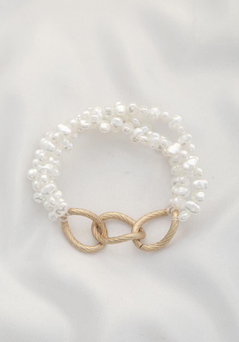 CIRCLEL LINK PEARL BEAD BRACELET