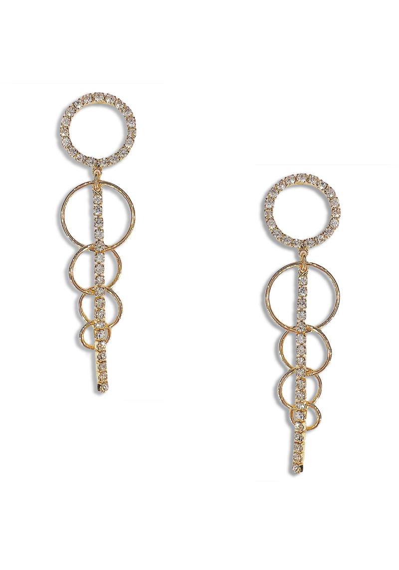 RHINESTONE METAL ROUND DROP EARRING