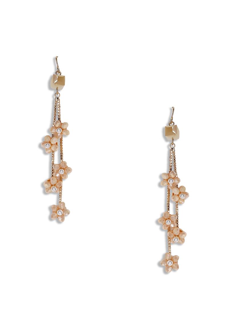 GLASS BEAD FLOWER DROP EARRING