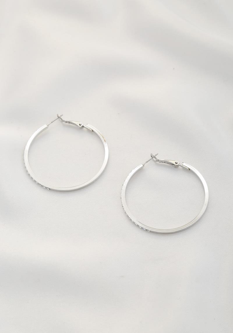 RHINESTONE EDGE HOOP EARRING