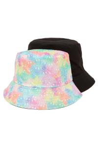 COLORFUL SMILEY FACE REVERSIBLE BUCKET HAT