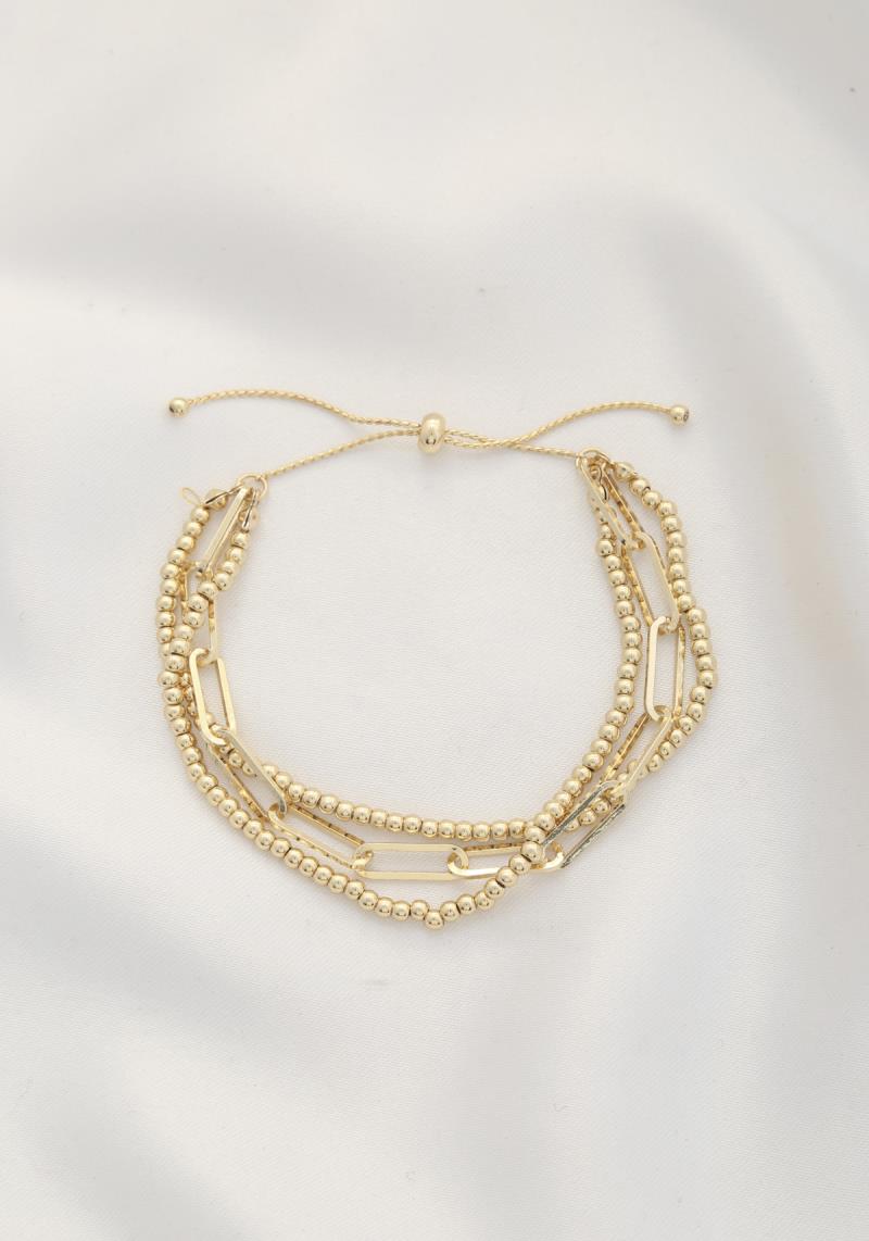 LONG OVAL LINK BEADED SLIDE BRACELET