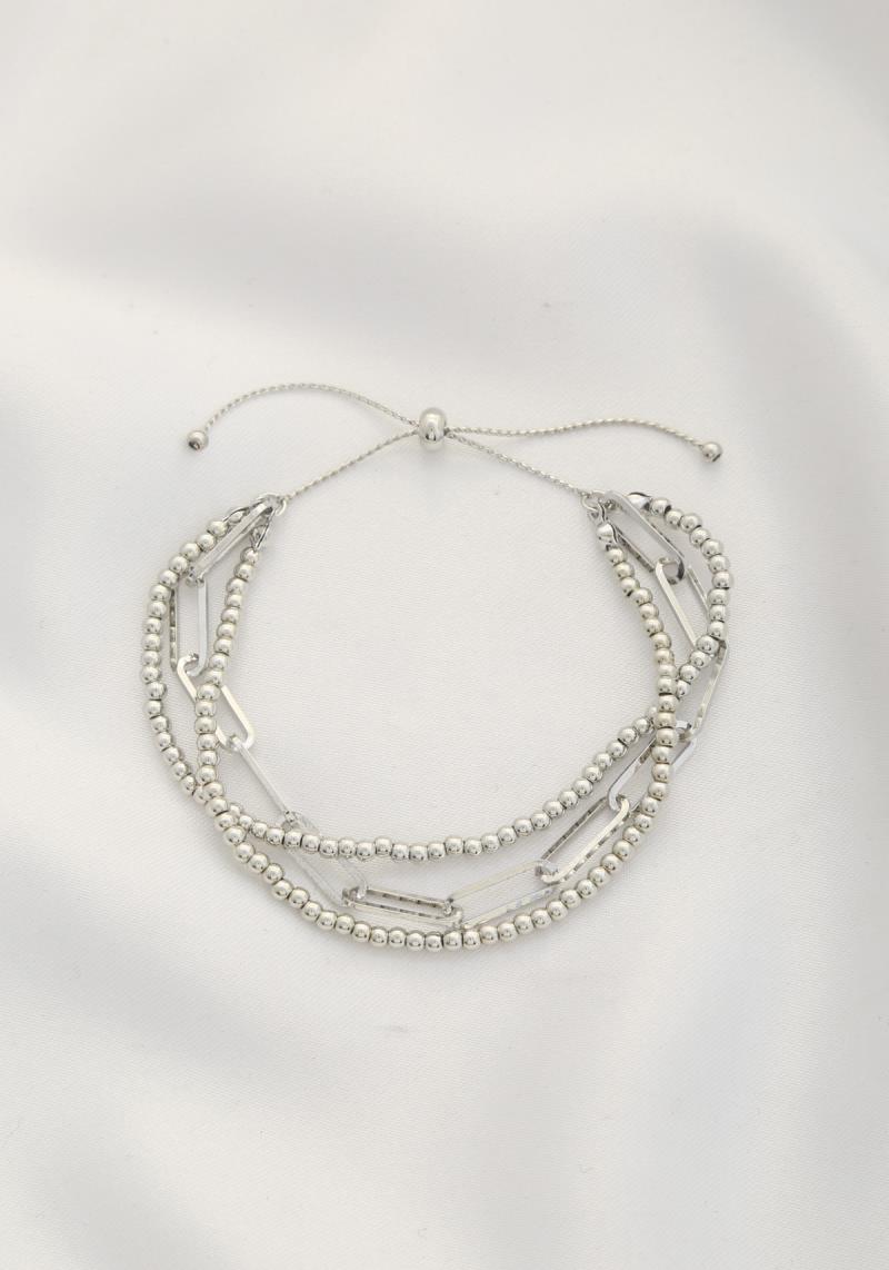 LONG OVAL LINK BEADED SLIDE BRACELET