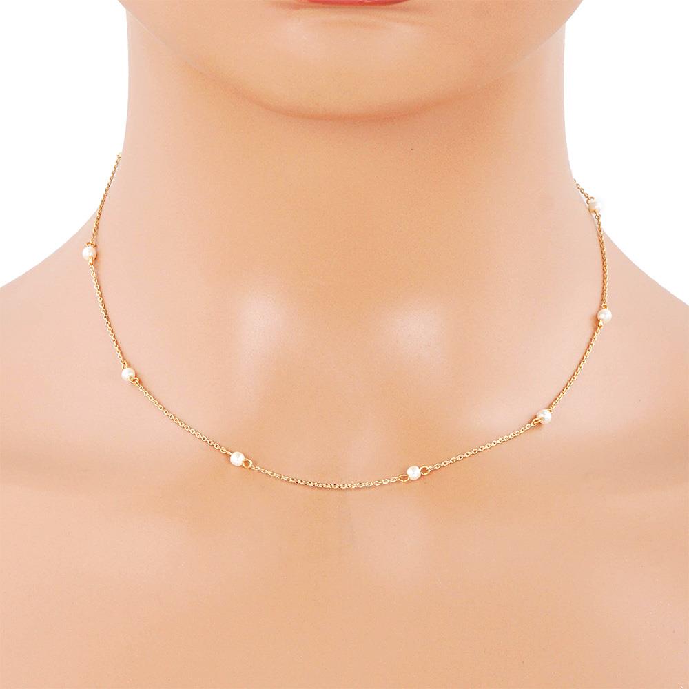 DAINTY PEARL BEAD STATION NECKLACE