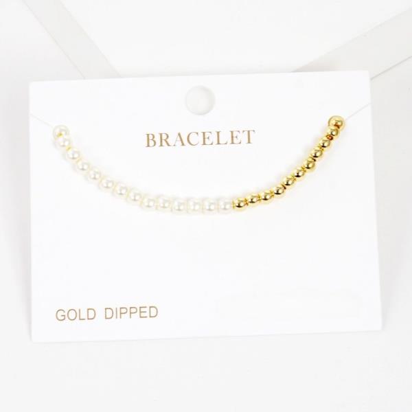 PEARL METAL BEAD BRACELET