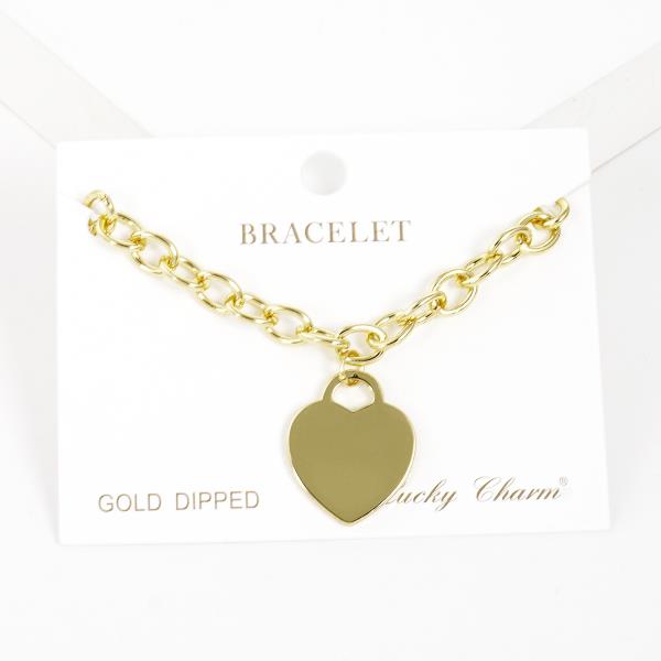 HEART CHARM OVAL LINK METAL BRACELET