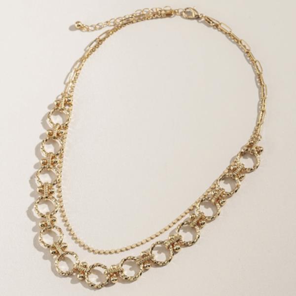 COIN LINK METAL LAYERED LAYERED NECKLACE