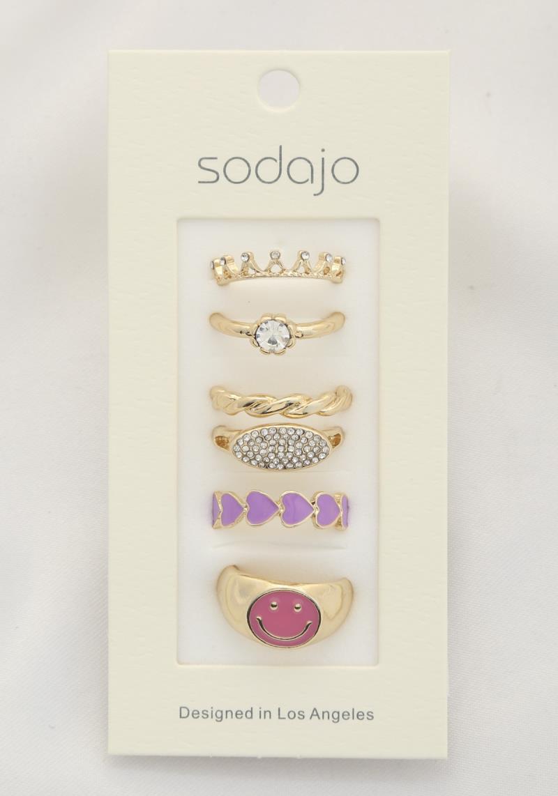 SODAJO HAPPY FACE ASSORTED RING SET